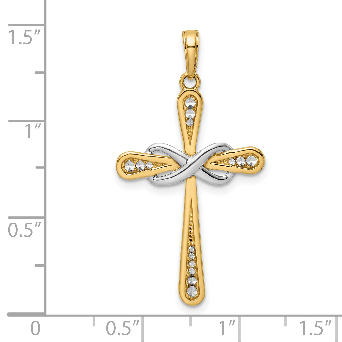 14K w/Rhodium D/C Cross & Infinity Pendant