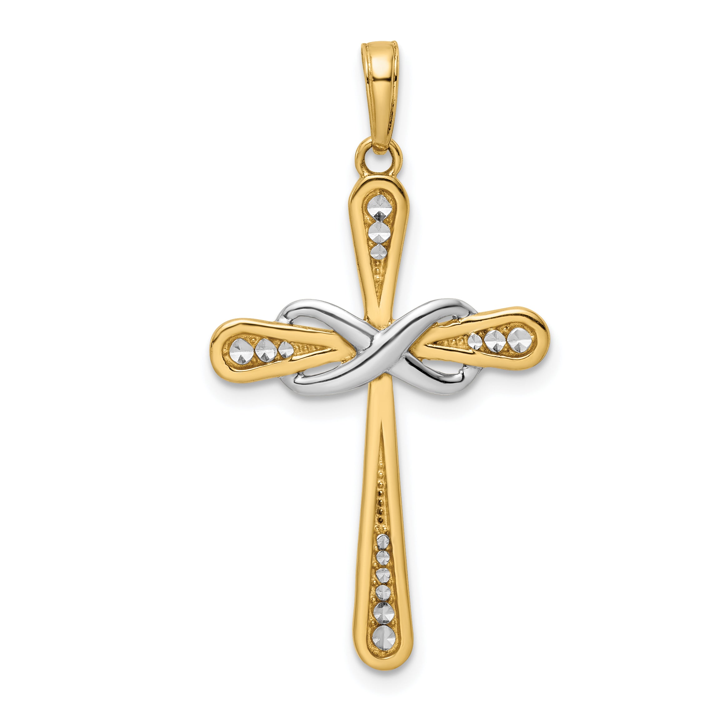 14K w/Rhodium D/C Cross & Infinity Pendant Main image