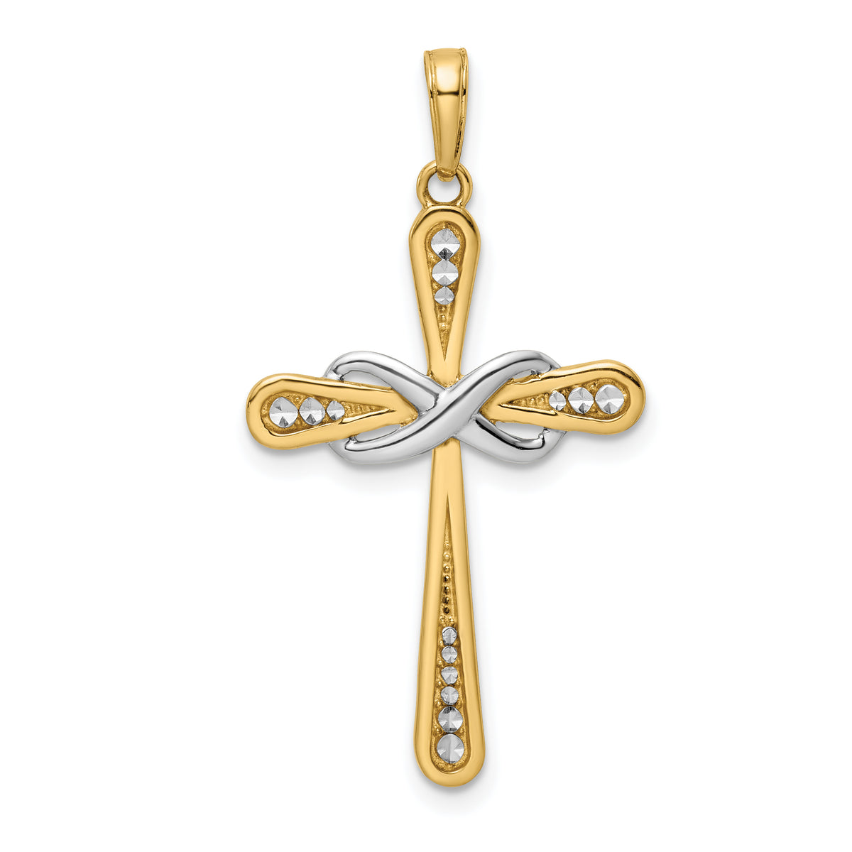 14K w/Rhodium D/C Cross & Infinity Pendant