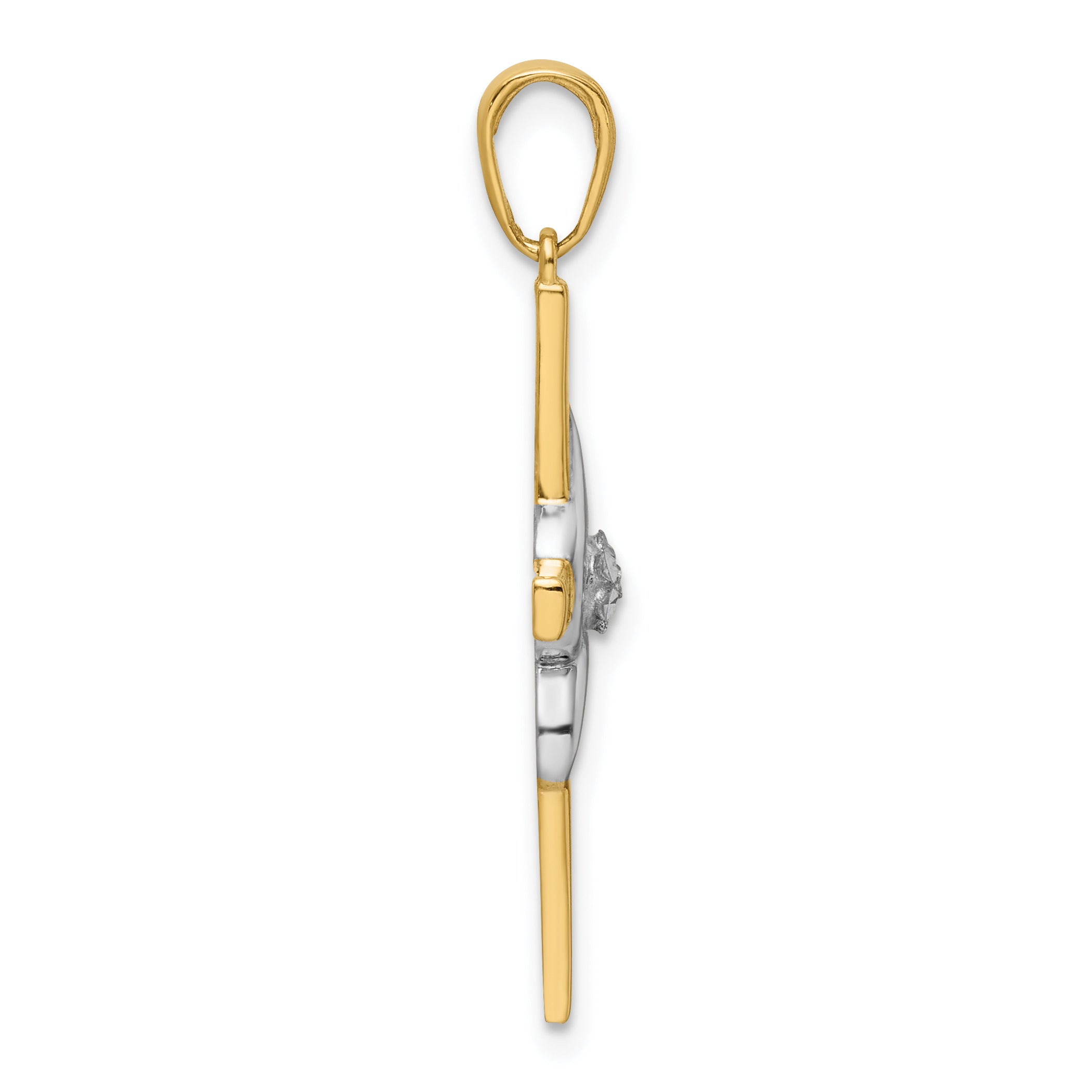 14K w/Rhodium D/C Cross Pendant Secondary image