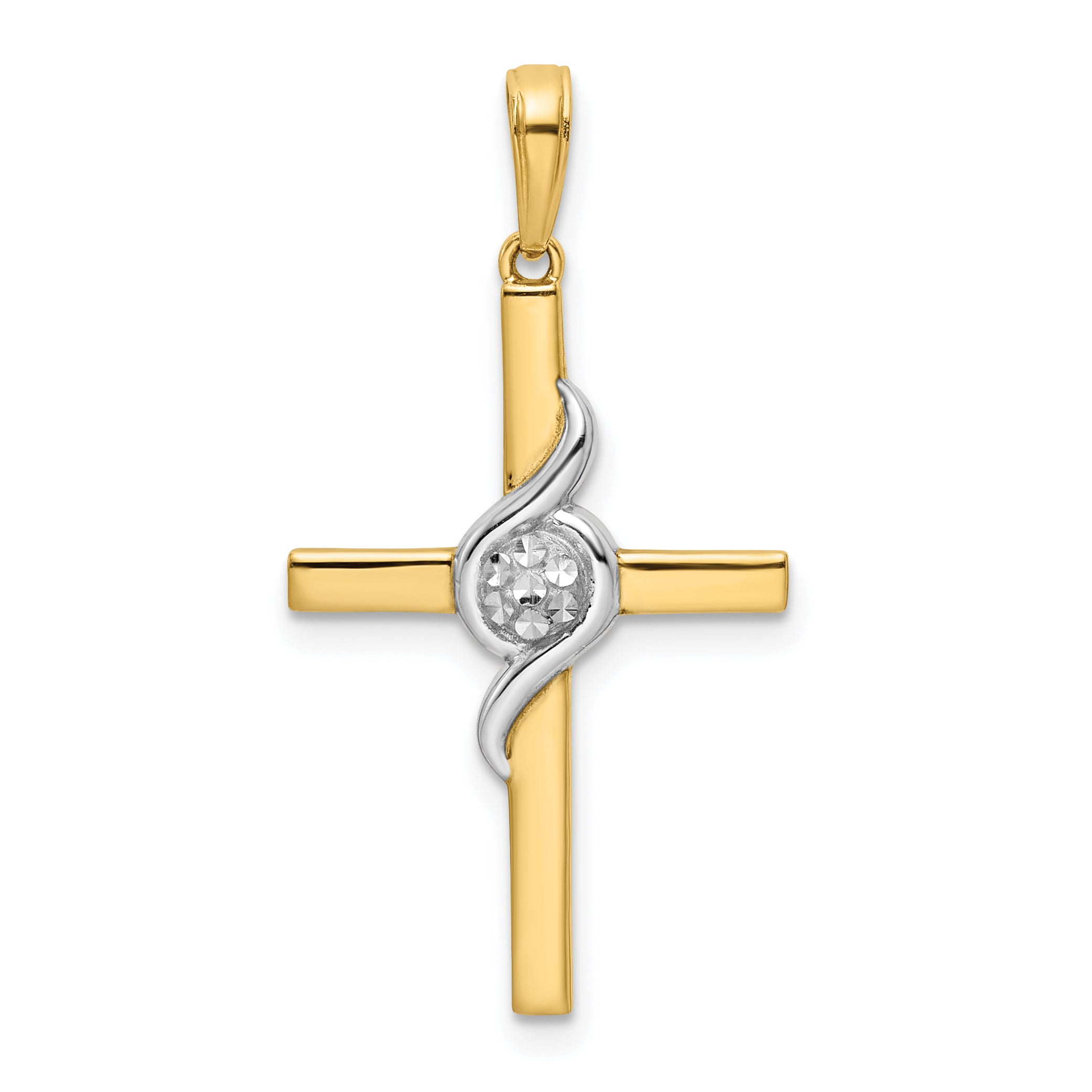 14K w/Rhodium D/C Cross Pendant Main image