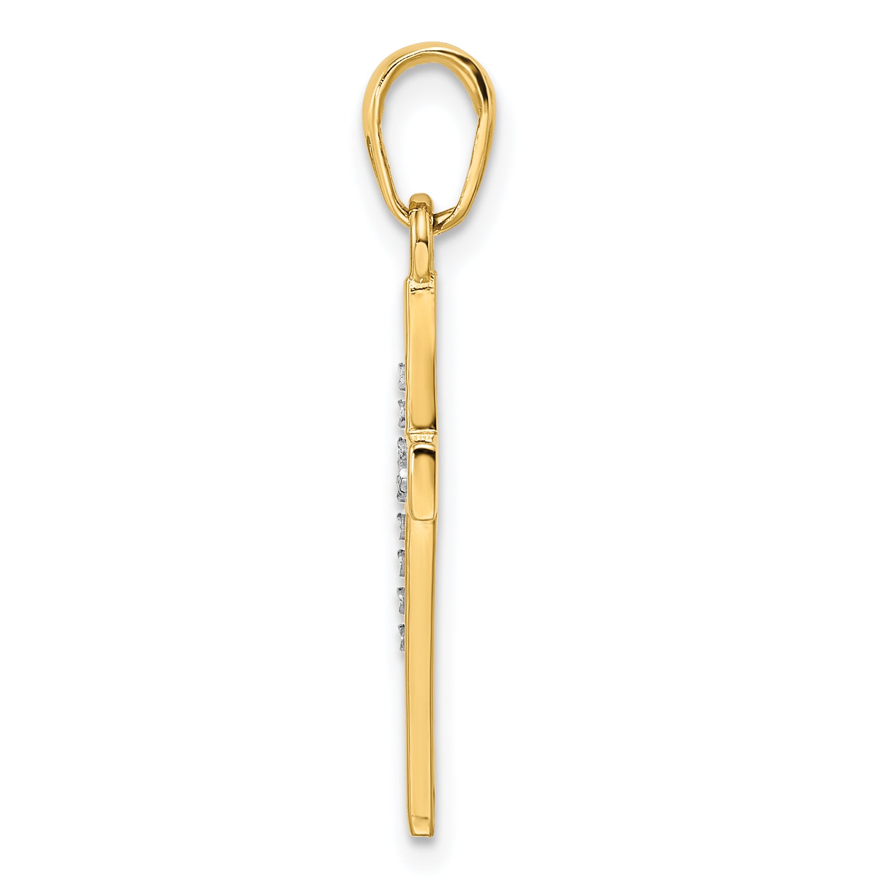 14K w/Rhodium D/C Cross Pendant