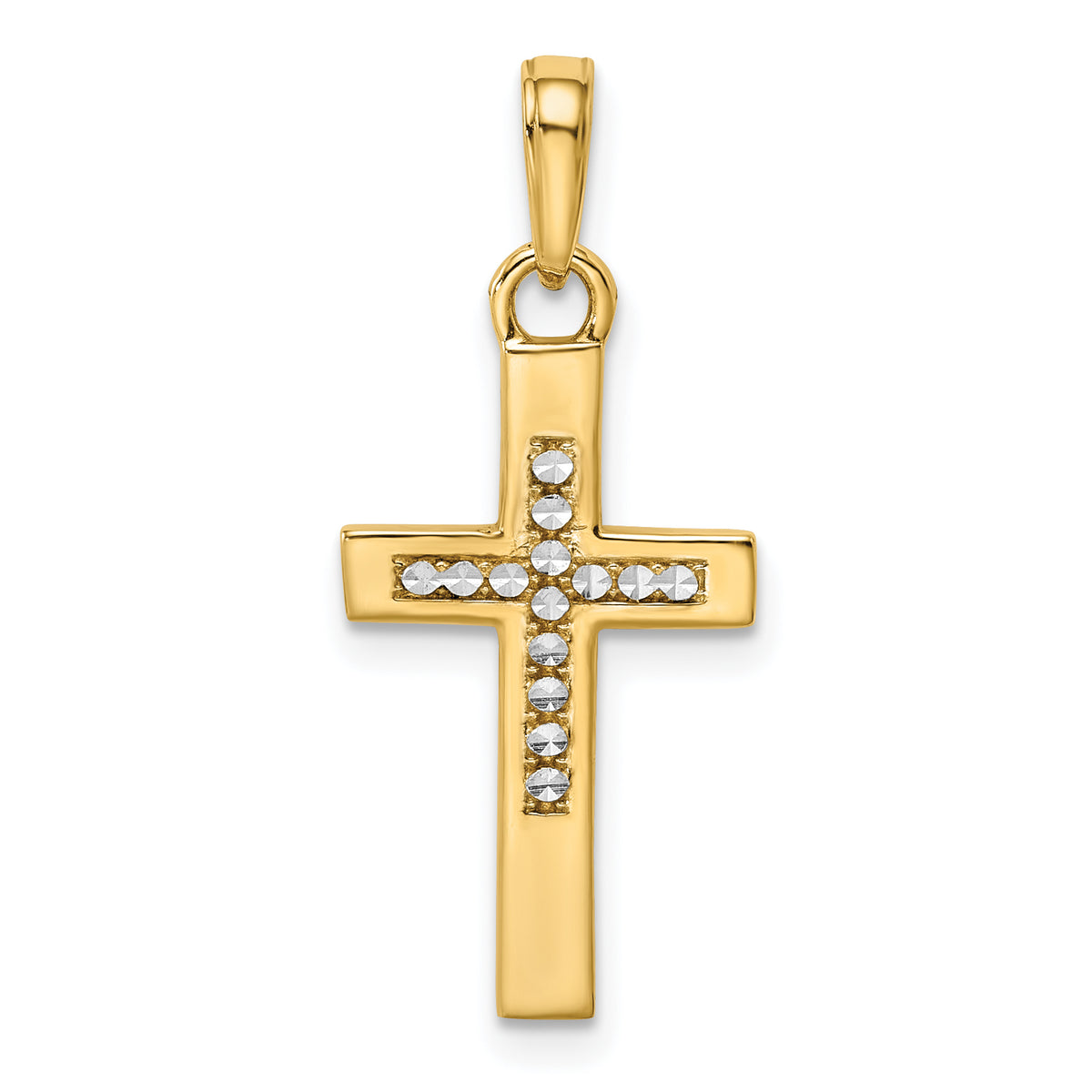 14K w/Rhodium D/C Cross Pendant