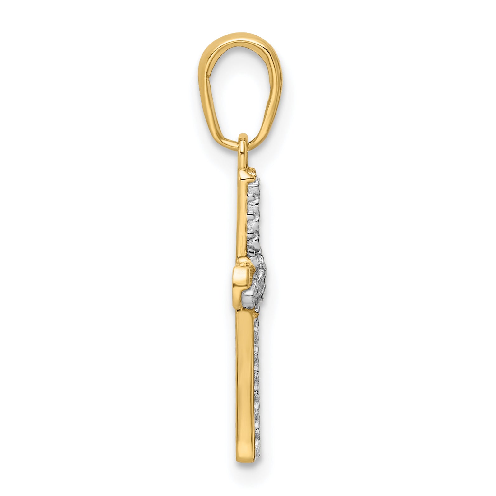 14K w/Rhodium D/C Cross Pendant