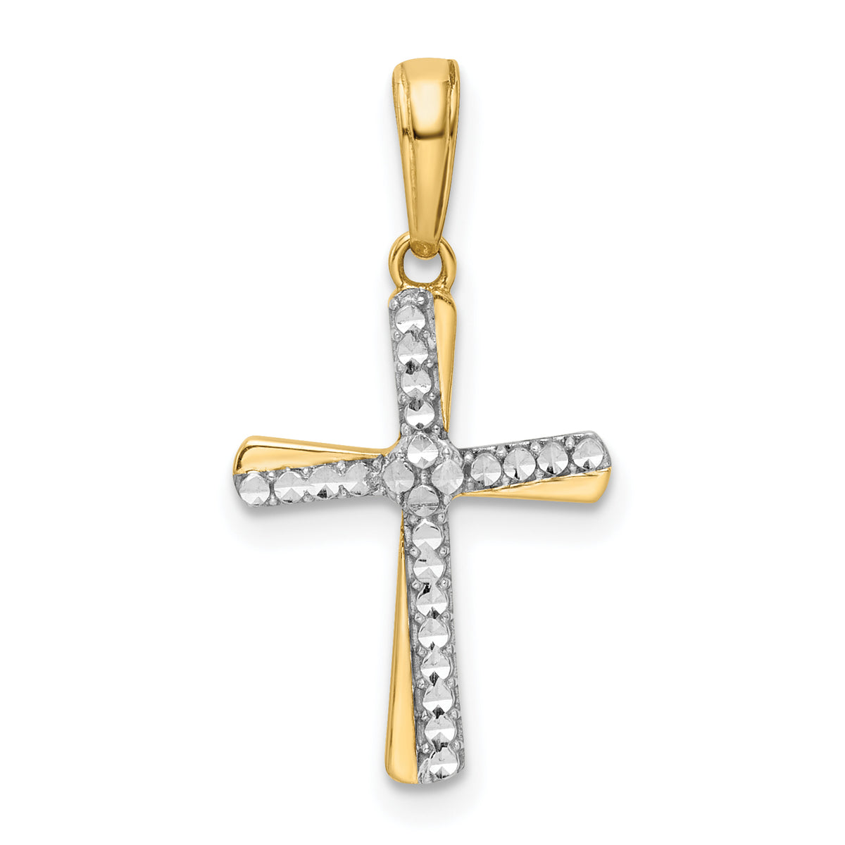 14K w/Rhodium D/C Cross Pendant