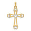 14K w/Rhodium D/C Cross w/Hearts Pendant