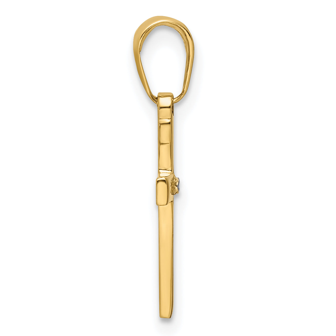 14K w/Rhodium D/C Cross Pendant