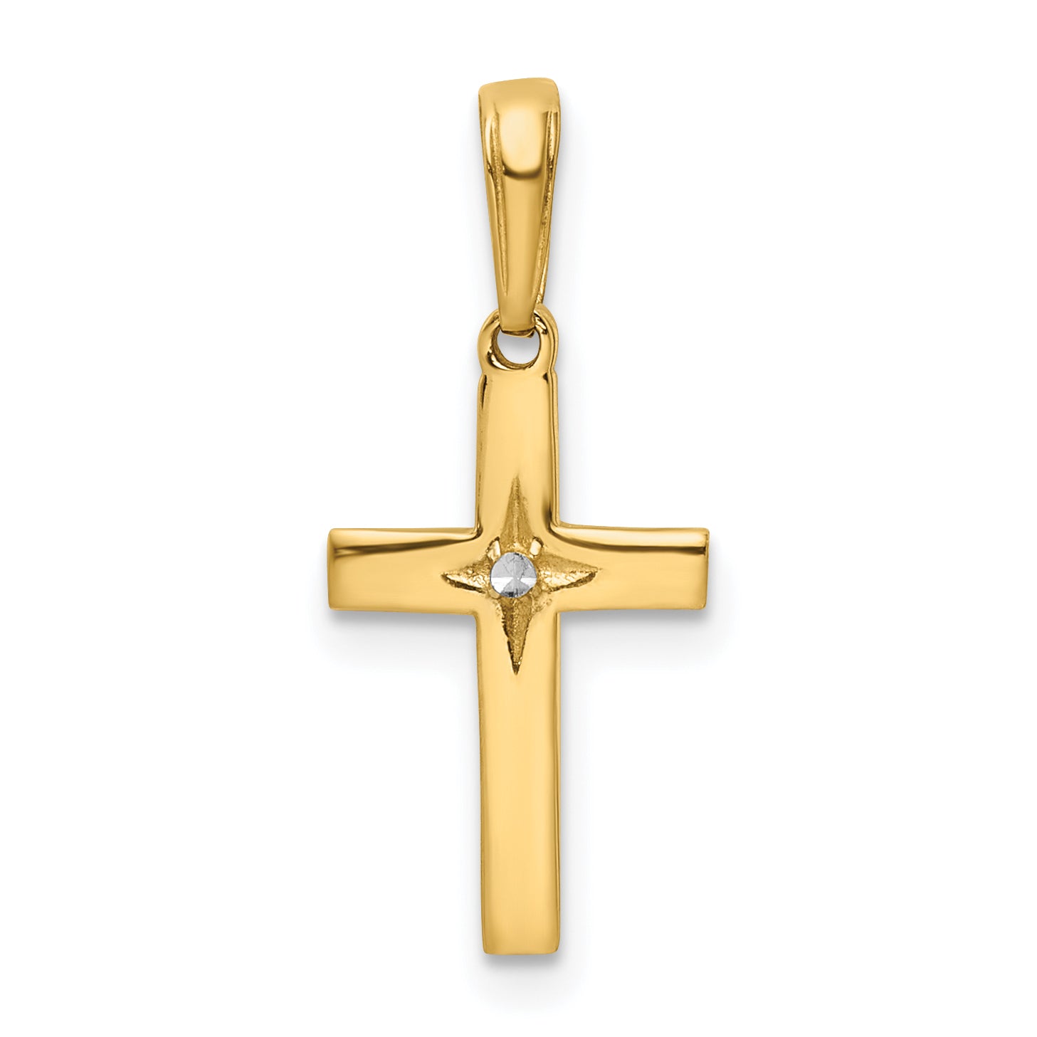 14K w/Rhodium D/C Cross Pendant