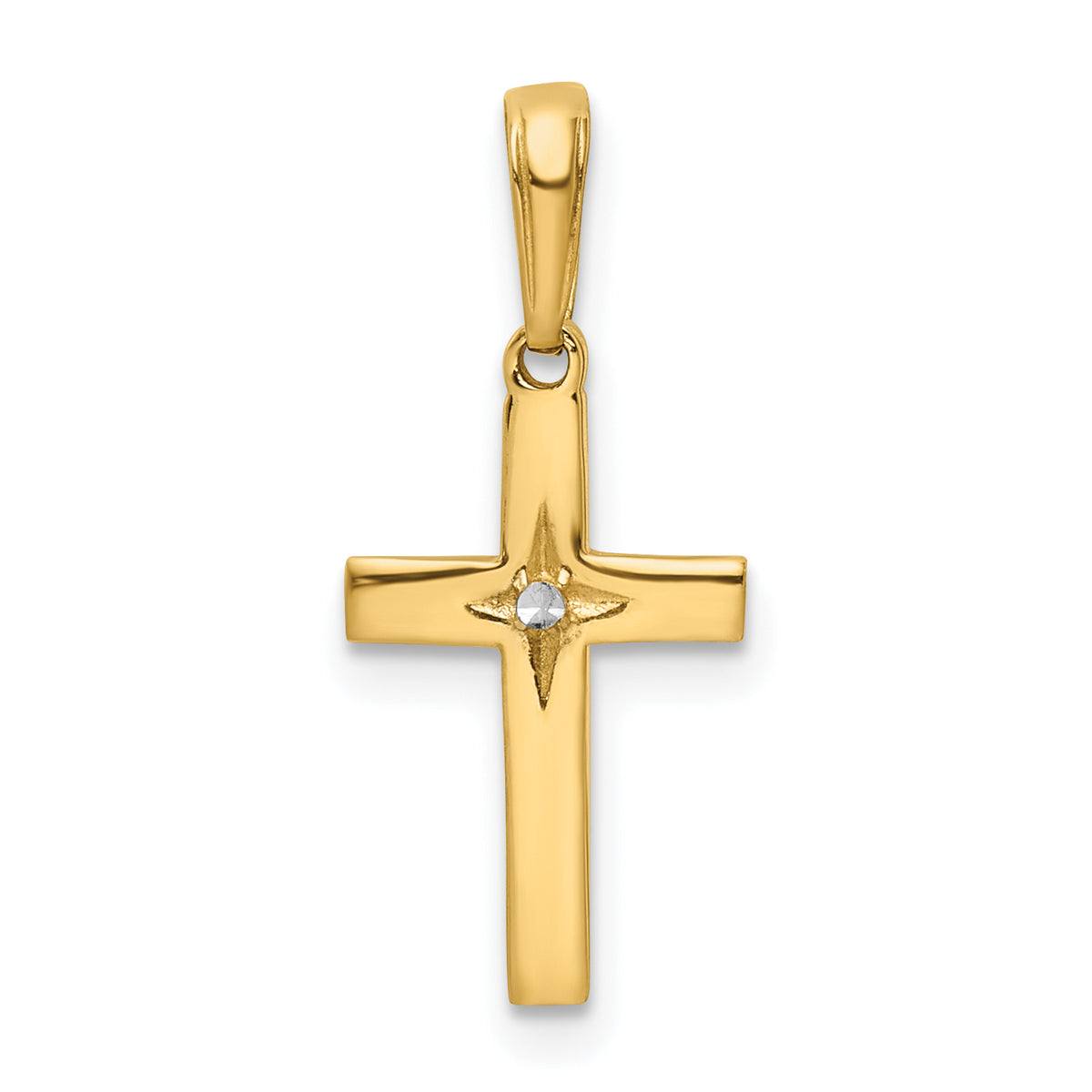 14K w/Rhodium D/C Cross Pendant
