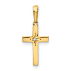 14K w/Rhodium D/C Cross Pendant