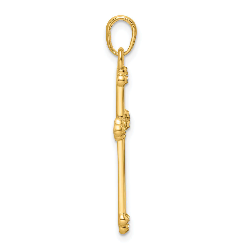 14K w/Rhodium D/C Cross Pendant