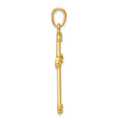 14K w/Rhodium D/C Cross Pendant