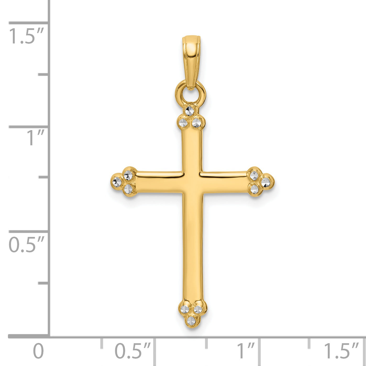 14K w/Rhodium D/C Cross Pendant