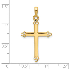 14K w/Rhodium D/C Cross Pendant