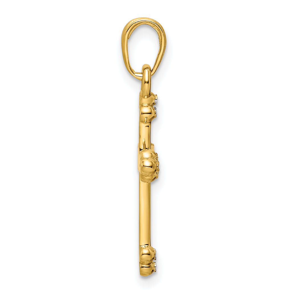 14K w/Rhodium D/C Cross Pendant
