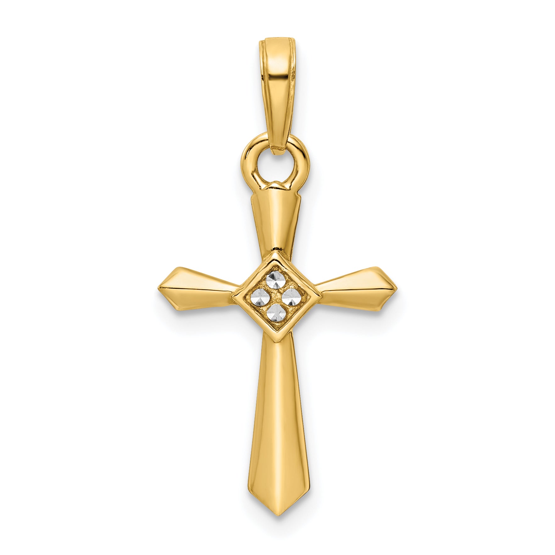 14K w/Rhodium D/C Cross Pendant Main image