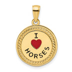 14K I Heart Horses/I Heart Riding Enameled Reversible Pendant