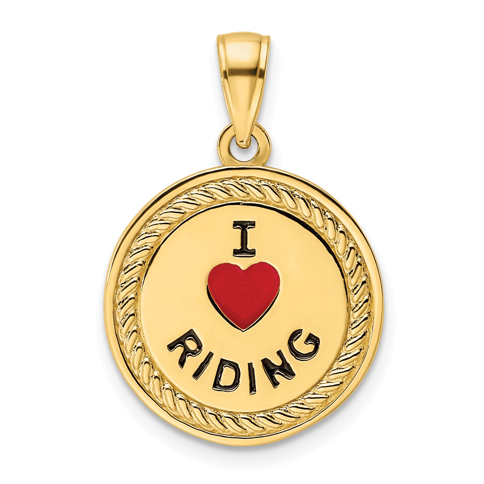 14K I Heart Horses/I Heart Riding Enameled Reversible Pendant Main image
