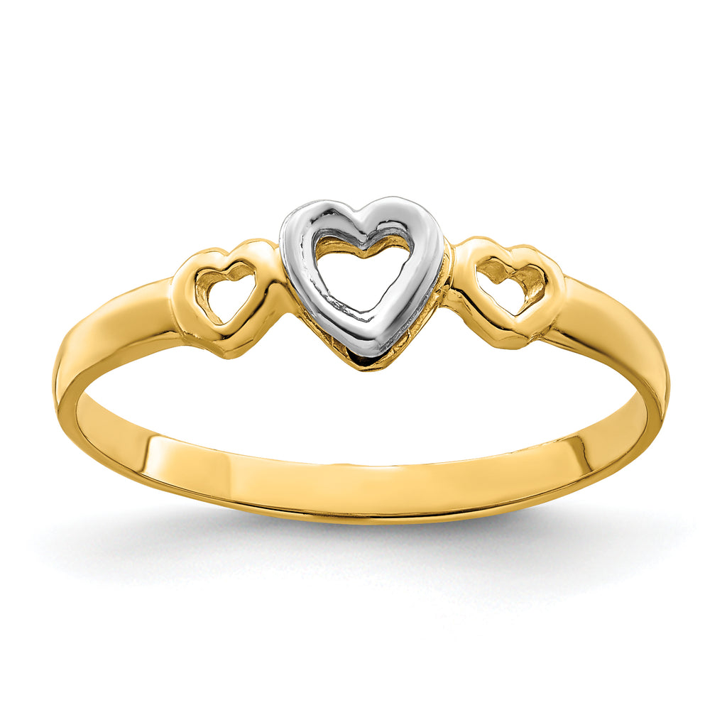 14k Two-tone Gold Hearts Ring