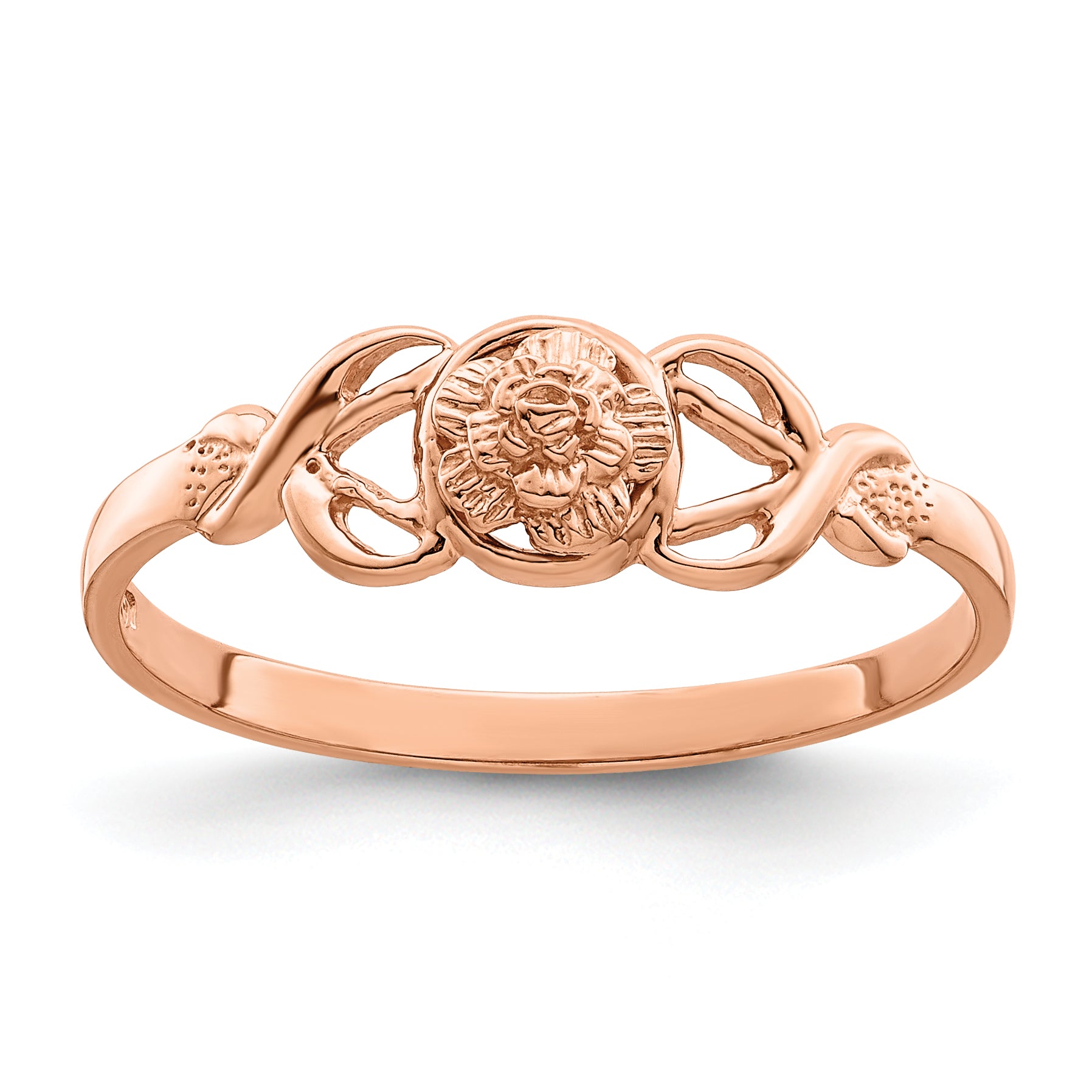 14k Rose Gold Polished Flower Ring Main image