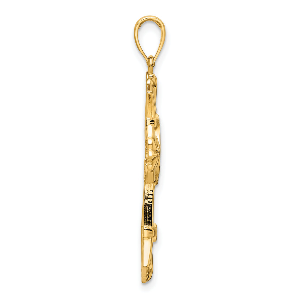 14K Polished Fancy Cross Pendant