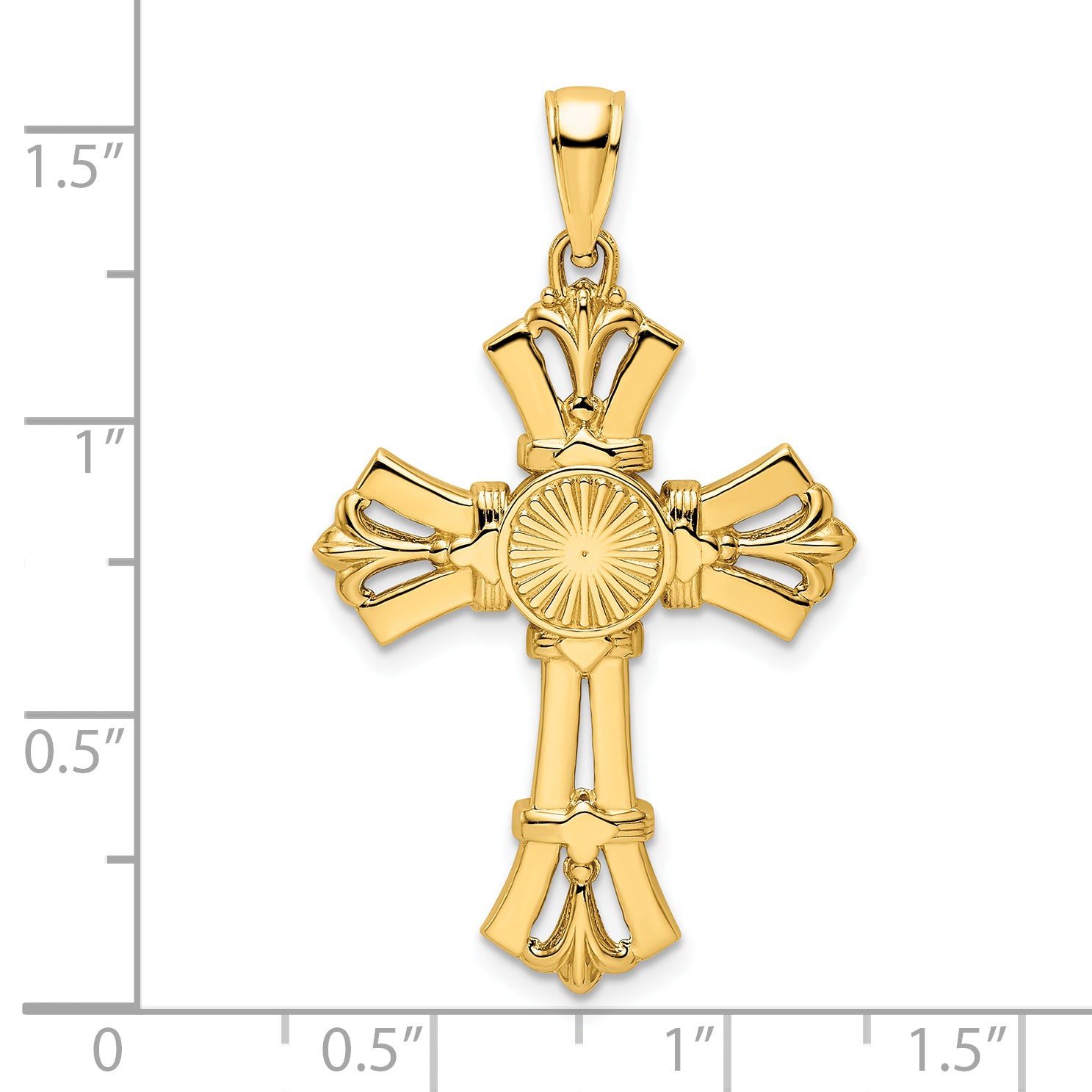 14K Polished Fancy Cross Pendant
