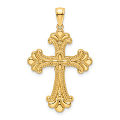 14K Polished Beaded Fancy Cross Pendant
