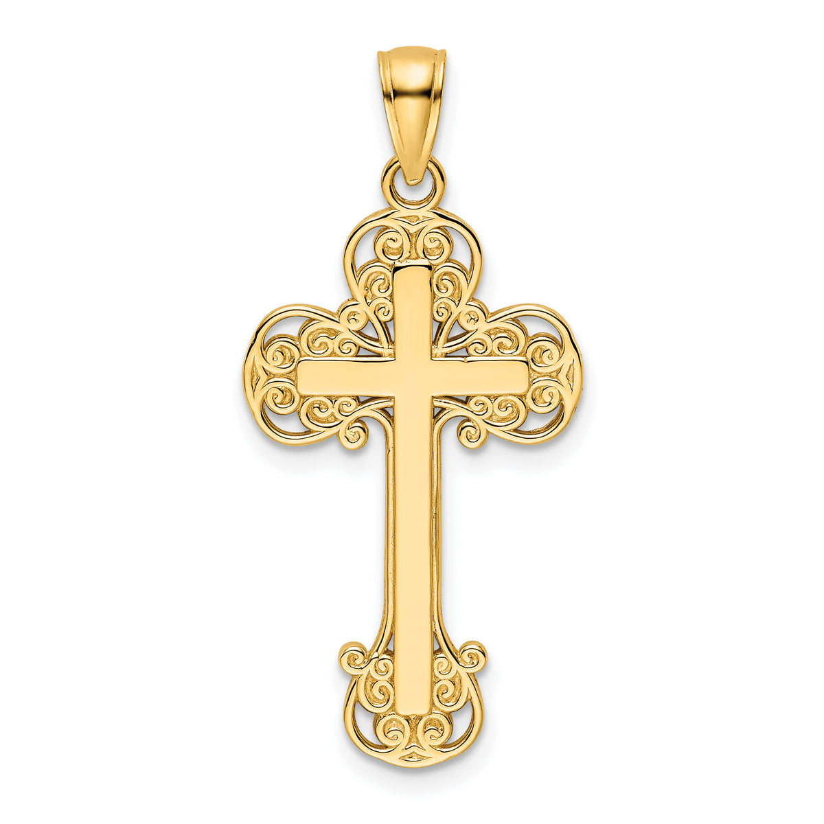 14K Polished Fancy Cross Pendant