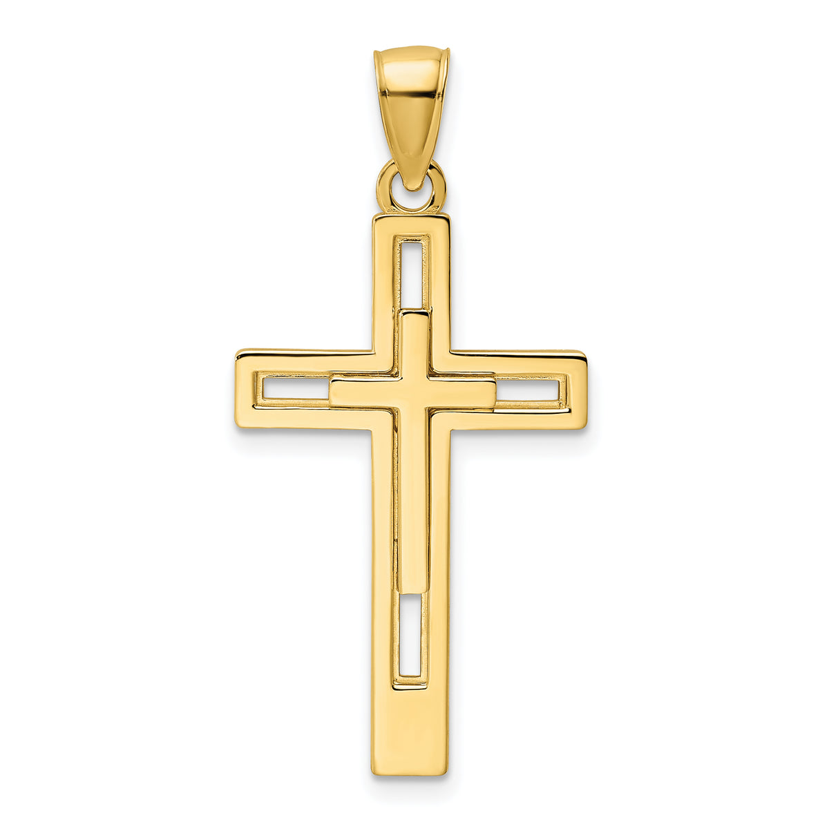 14K Polished Double Cross Pendant