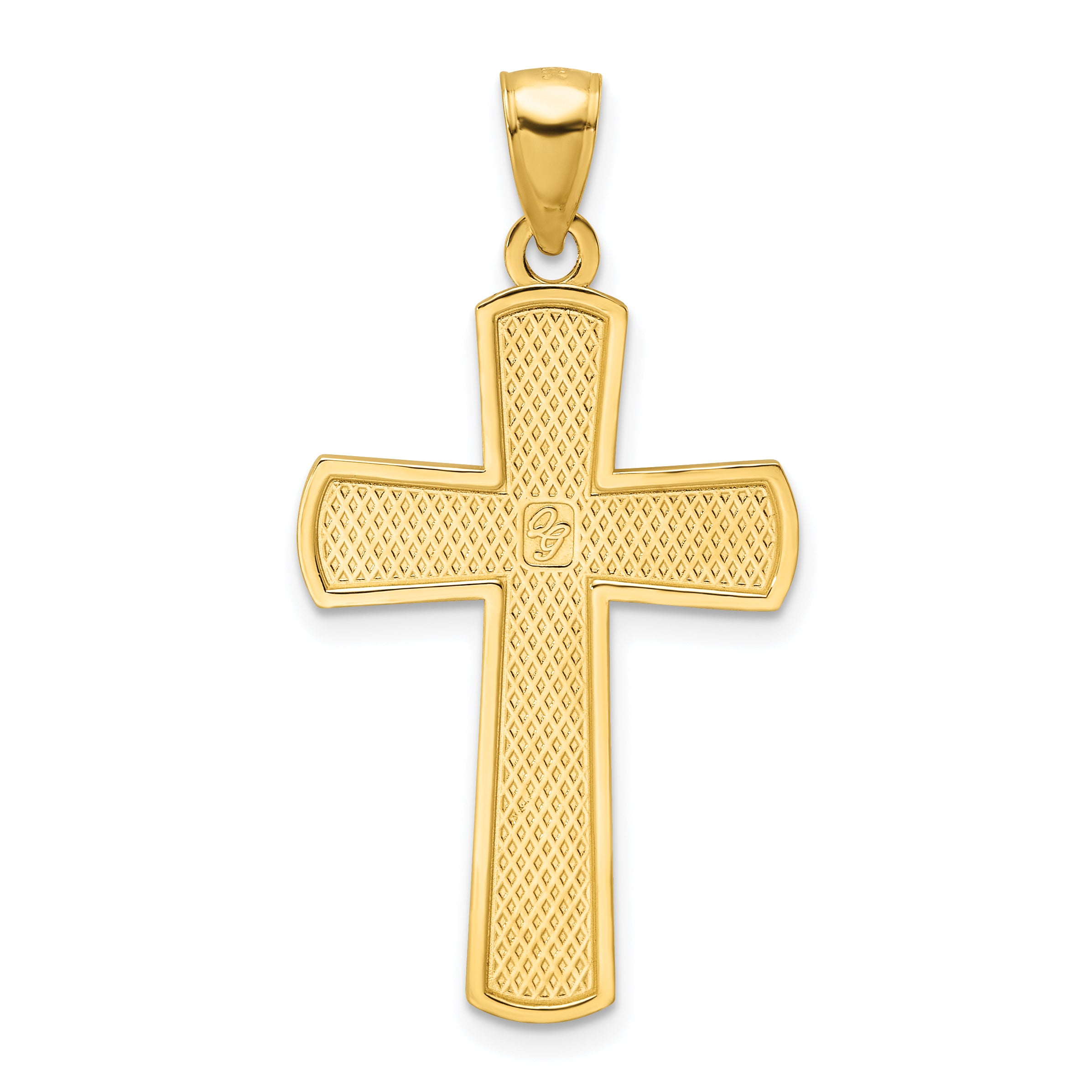 14K Medium Polished Beaded Cross Pendant Secondary image
