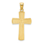 14K Medium Polished Beaded Cross Pendant