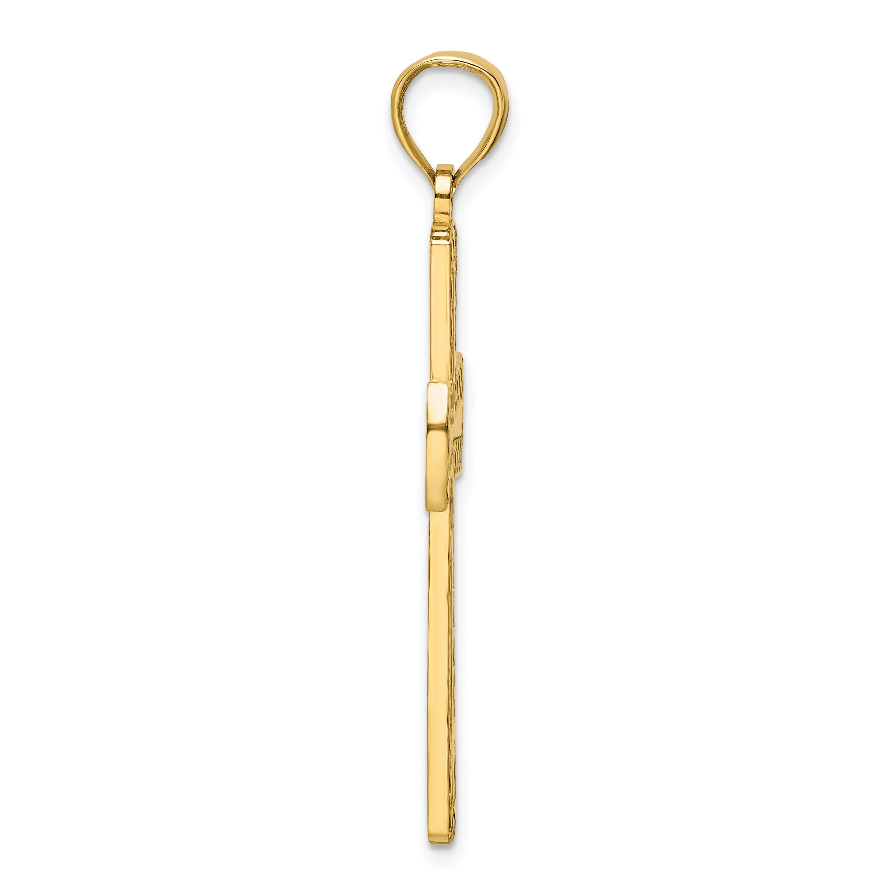 14K Polished Beaded Cross Pendant Secondary image