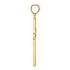14K Large Polished Beaded Cross Pendant