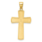 14K Large Polished Beaded Cross Pendant