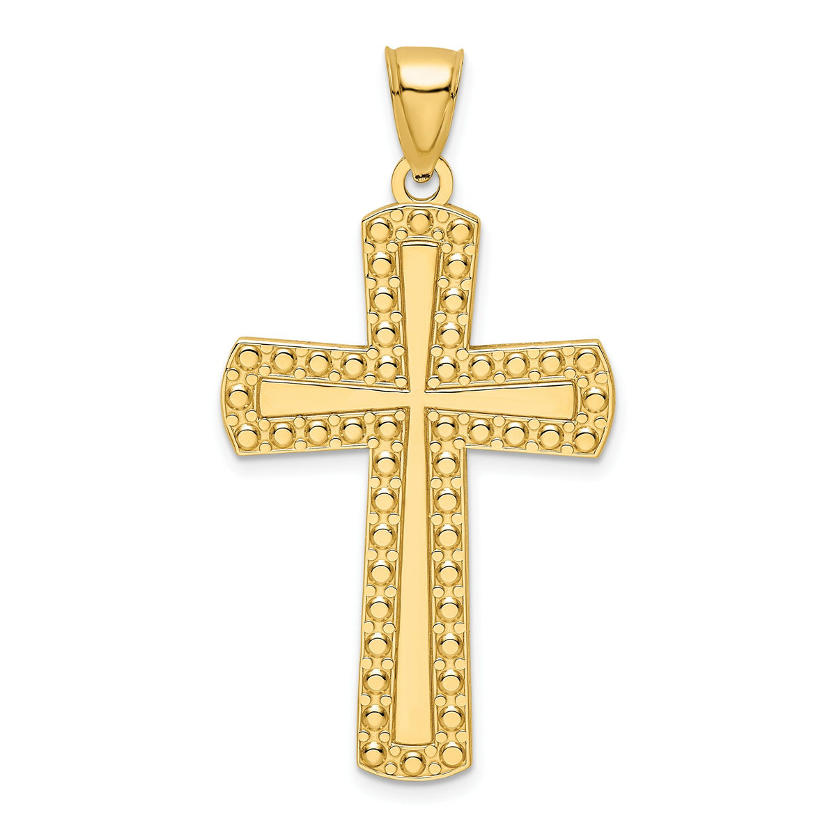 Large Beaded Cross Pendant in 14K Yellow Gold, 46mm - Sophia Jewelers Main image