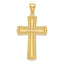 14K Large Polished Beaded Cross Pendant