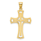 14K Polished Fancy Double Cross Pendant