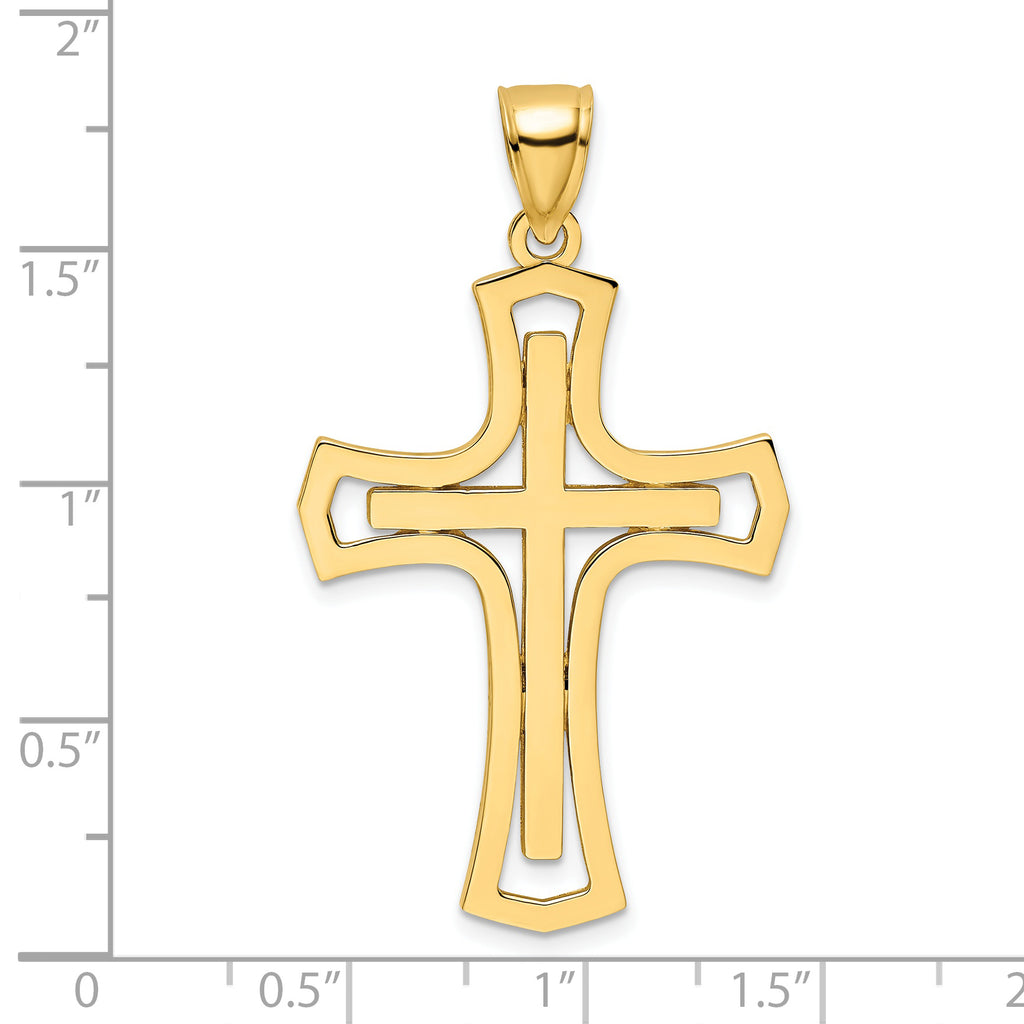 14K Polished Fancy Double Cross Pendant