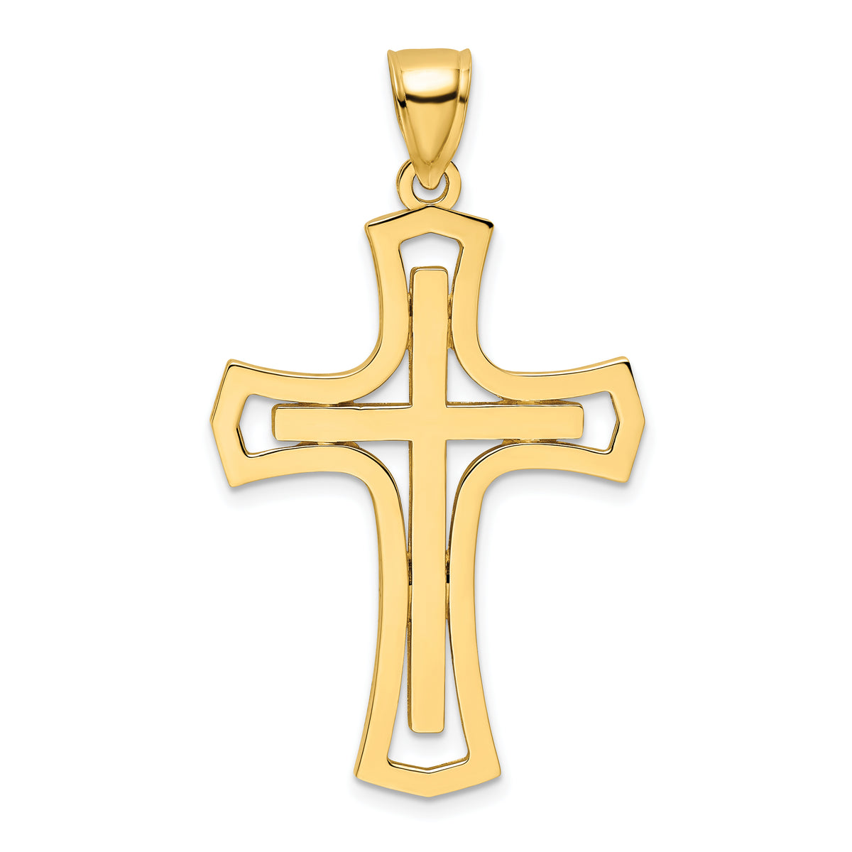 14K Polished Fancy Double Cross Pendant Main image