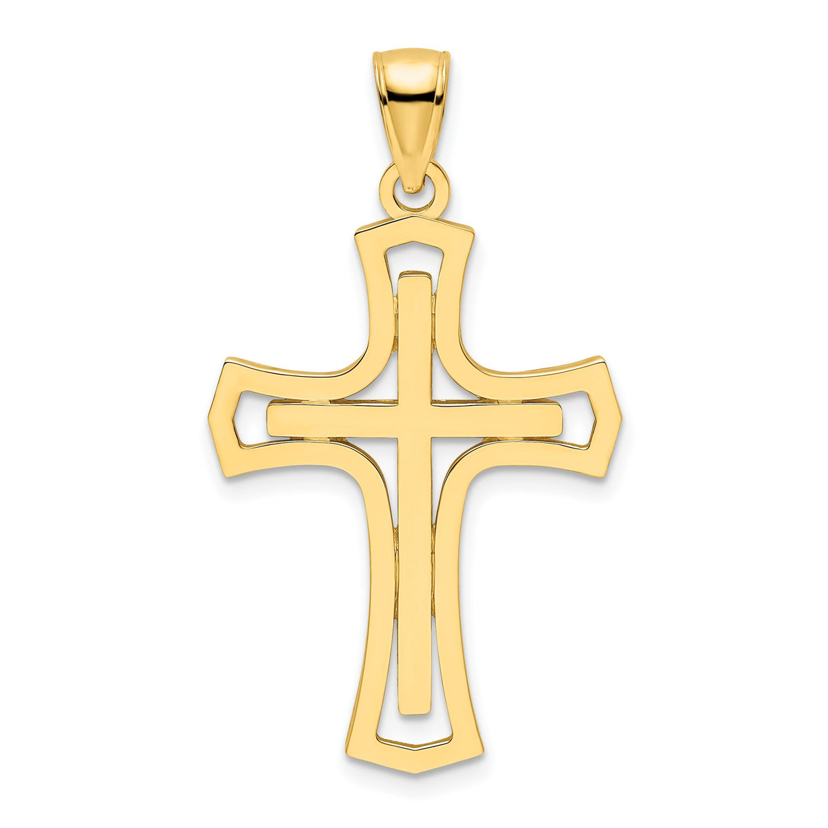 Fancy Double Cross Pendant in 14K Yellow Gold, 39mm - Sophia Jewelers Main image