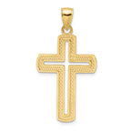 14K Medium Polished Beaded Cut-out Cross Pendant
