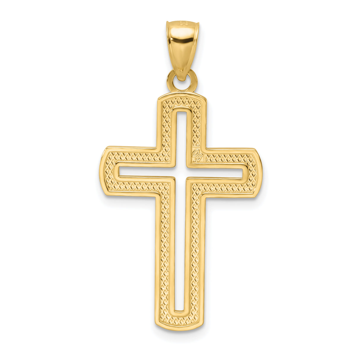 14K Medium Polished Beaded Cut-out Cross Pendant