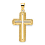 14K Medium Polished Beaded Cut-out Cross Pendant