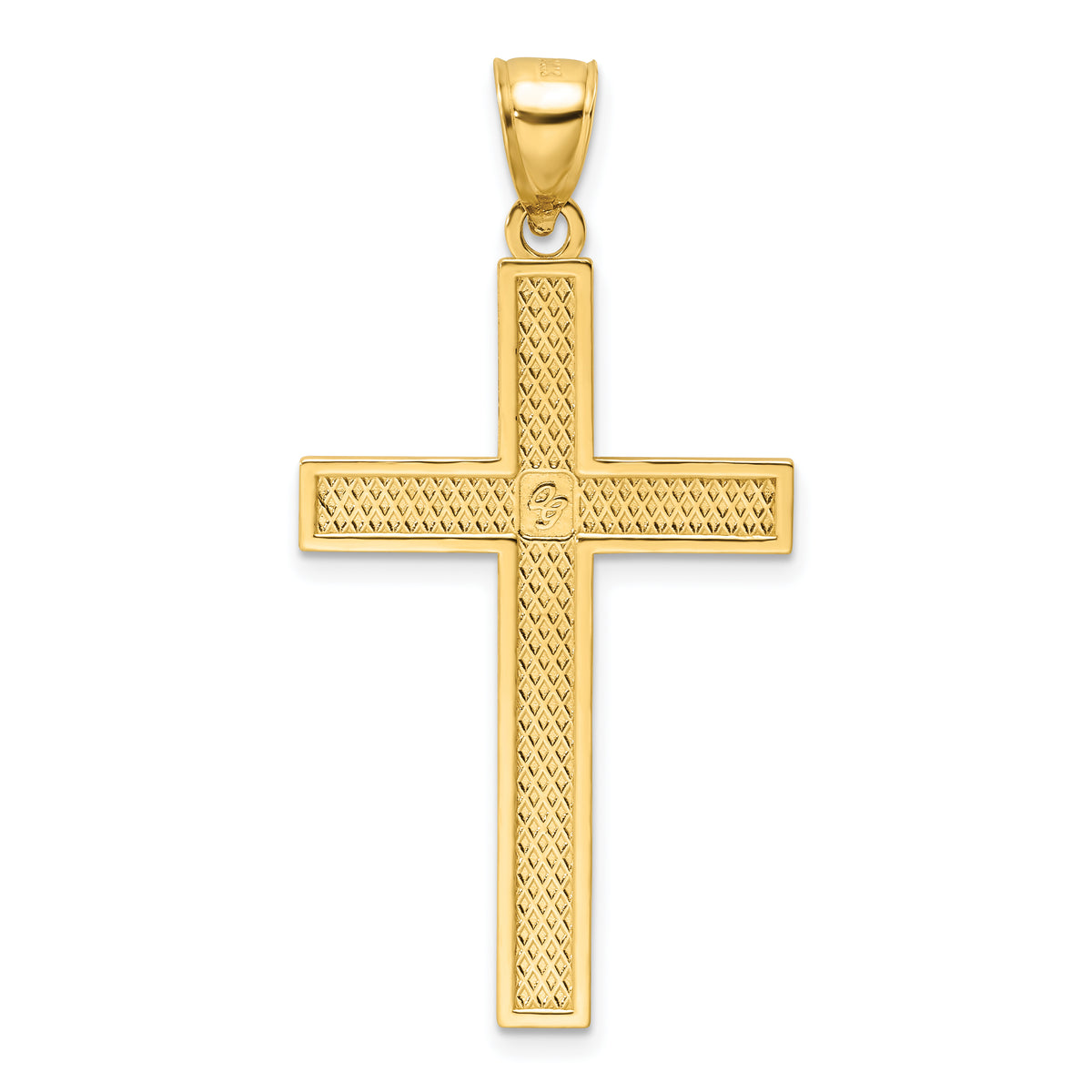 14K Polished Beaded Cross Pendant
