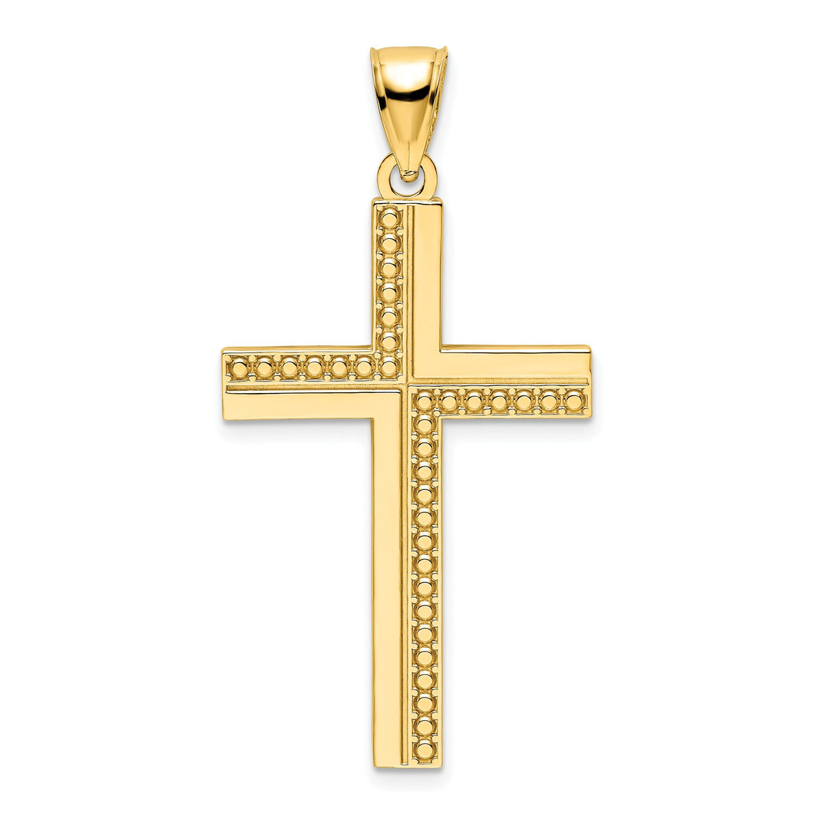 Beaded Cross Pendant in 14K Yellow Gold, 46mm - Sophia Jewelers Main image