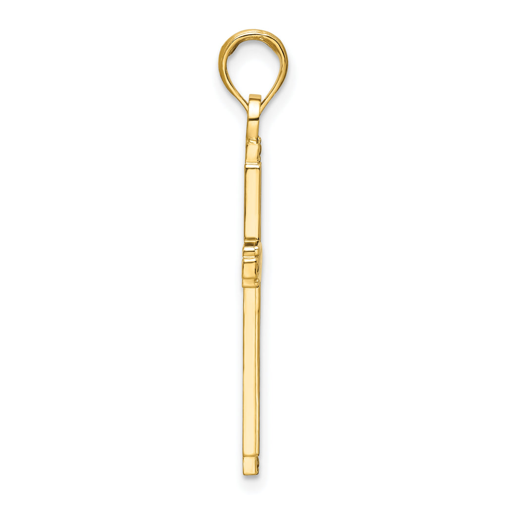 14K Polished Beaded Cross Pendant