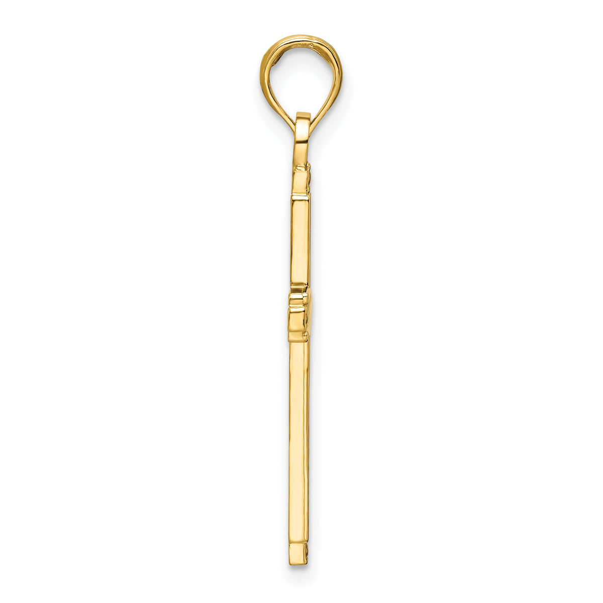 14K Polished Beaded Cross Pendant