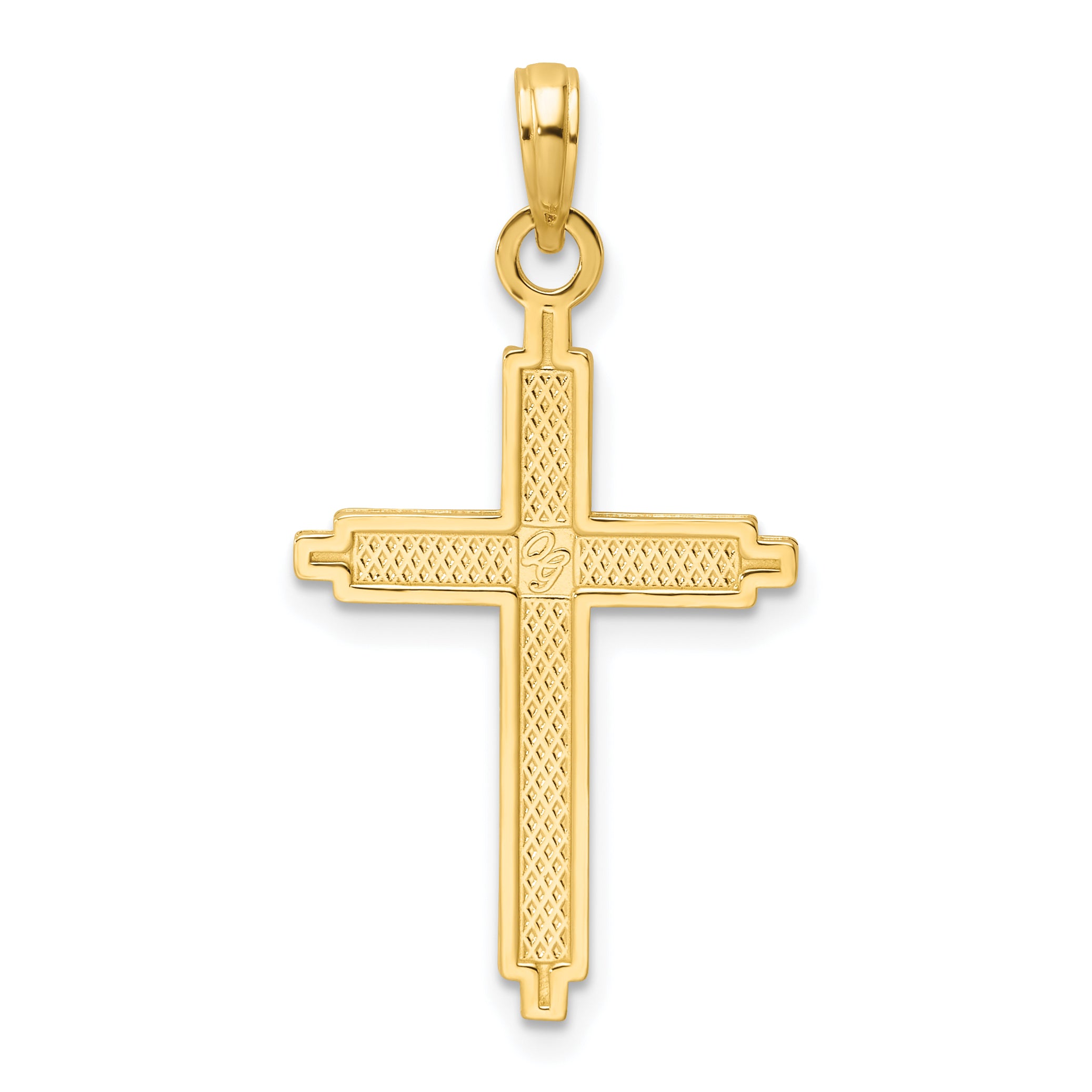 14K Polished Beaded Cross Pendant Secondary image
