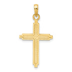 14K Polished Beaded Cross Pendant