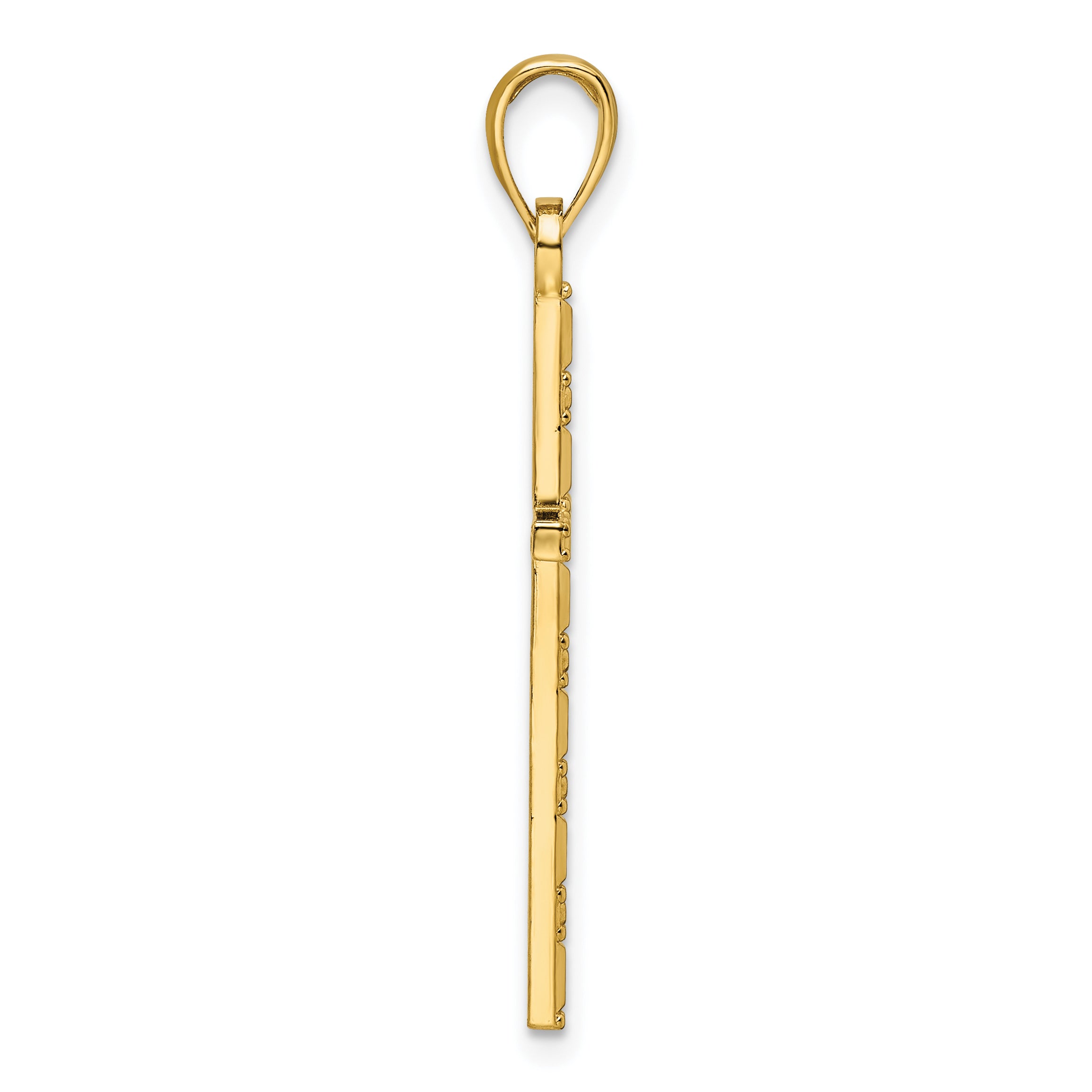 14K Polished Beaded Cross Pendant Secondary image